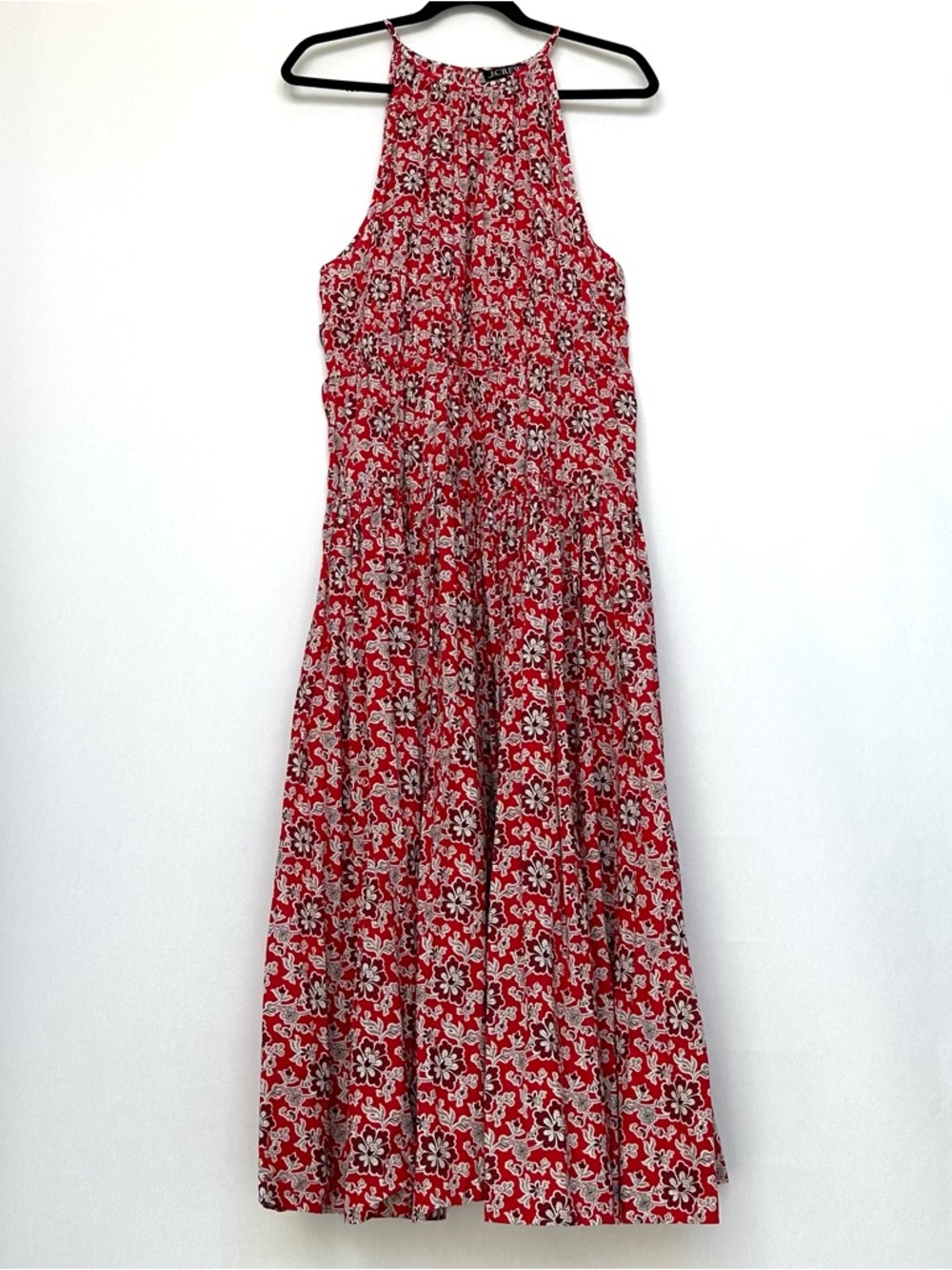 J.Crew Tie Waist Halter Dress in Vintage Red Floral | XXL | NWOT - Picture 3 of 13